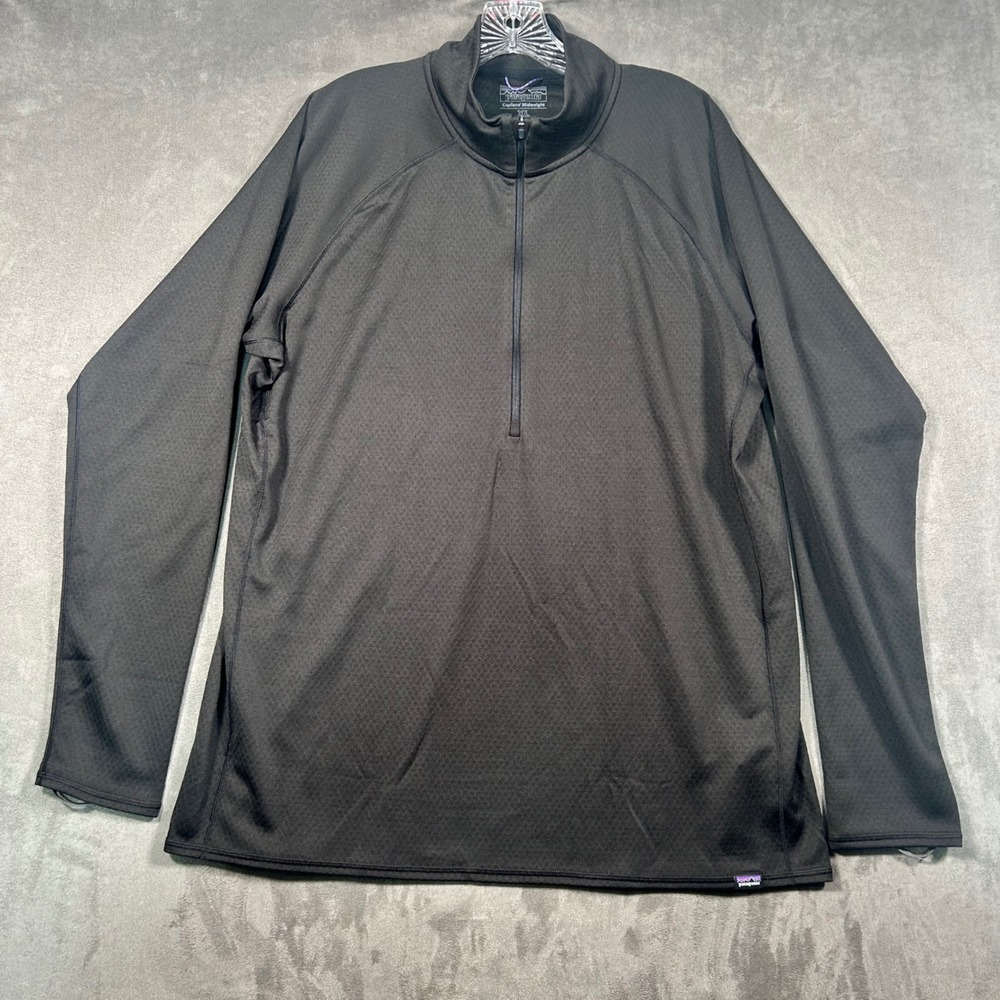 Patagonia Capilene Midweight Zip Neck Pullover Mens XL Black Baselayer Top